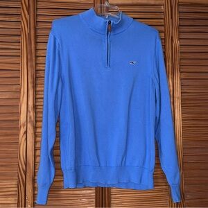 Vineyard Vines Solid Color 1/4-Zip Medium Pullover Blue Sweater